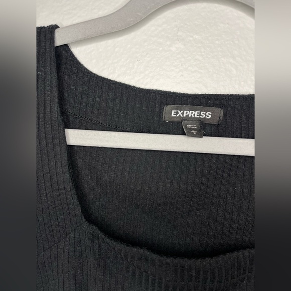 Express Black Fitted Long Sleeve Bodysuit - Picture 2 of 3